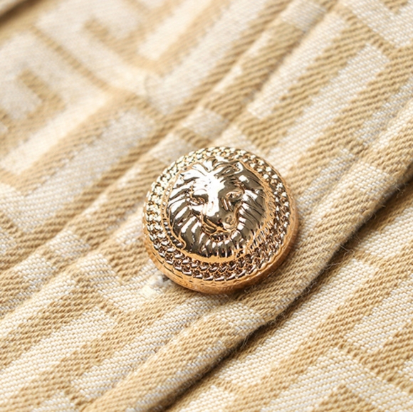 NWT UNBRANDED Beige Jacquard Jacket And Short Matching Set - Picture 9 of 17